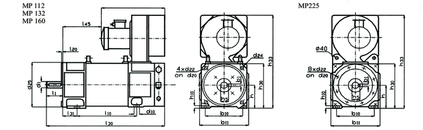 Электродвигатели МР112, MP132, МР160 габариты, размеры и вес