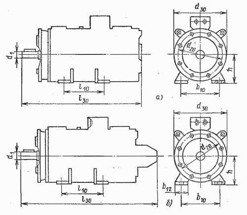 Электродвигатель ПБСТ размеры комби лапы фланец